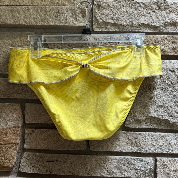 BECCA Rebecca Virtue yellow paisley print halter bikini set Medium - Picture 4 of 10